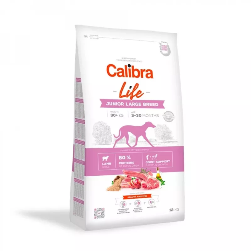 Calibra Dog Life Junior pienso para perros de razas grandes con cordero, 12 kg