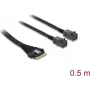 Cable DELOCK PCIe 4.0 Slim SAS SFF-8654 8i a 2× Mini SAS HD SFF-8643, 0,5 m
