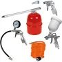 Set de aire comprimido Professional, 5 piezas, pistola pulverizadora Plata/Rojo