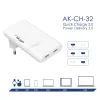 Akyga AK-CH-32 cargador USB-C GaN plano 65 W, 2 x USB-C PD, blanco