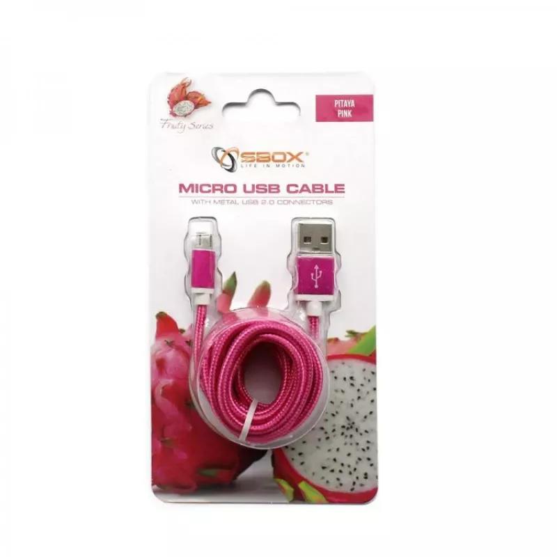 Sbox USB->Micro USB M/M 1,5m USB-10315P rosa pitaya