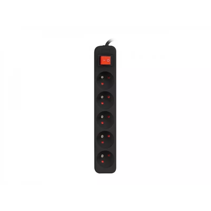 Regleta Lanberg PS1-05E-0300-BK, 5 tomas, 3 m, negra, con interruptor