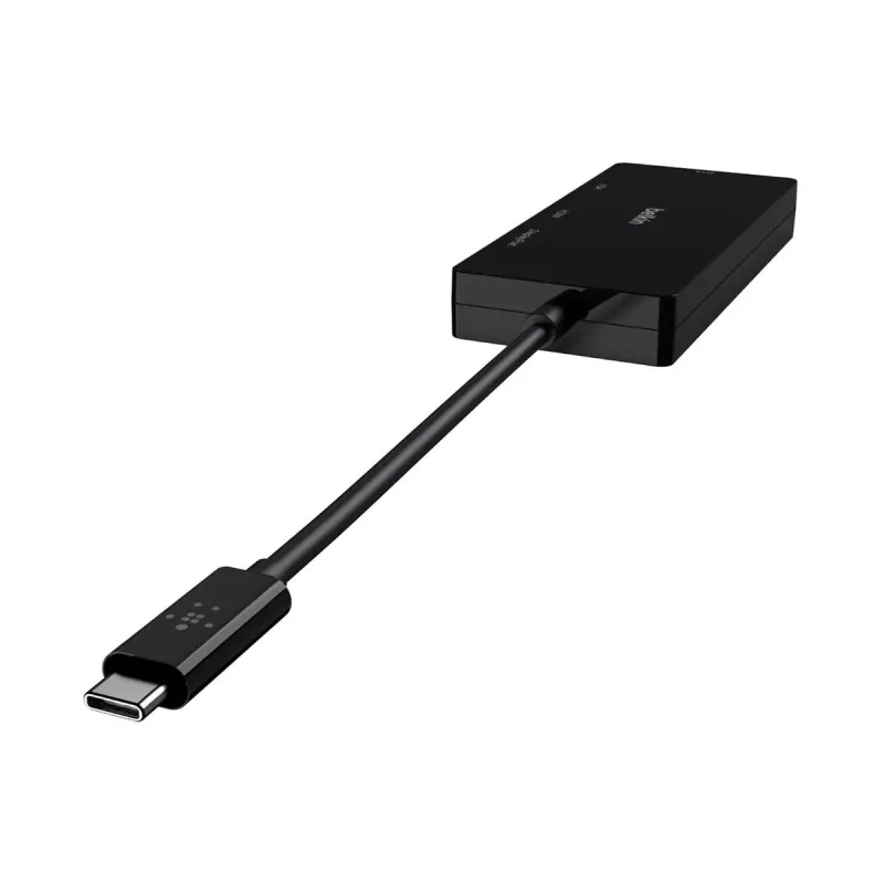 Linksys Belkin - Adaptador de vídeo - USB-C (M) a HD-15 (VGA), DVI-I, HDMI, DisplayPort (H) - compatible con 4K - negro (AVC003BTBK)