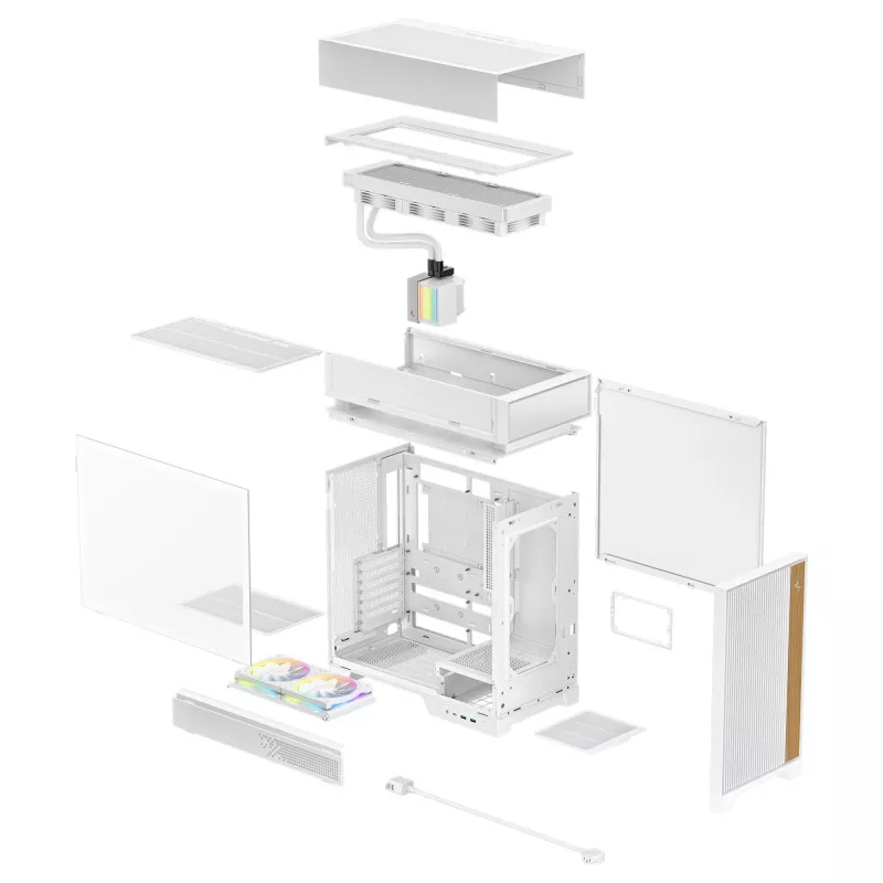 Caja de PC de sobremesa DeepCool CL6600 WH — blanca, compatible con fuentes ATX/PS2/SFX/SFX-L, 140 mm frontal, 120/140 mm superior/trasero, unidades de 2,5