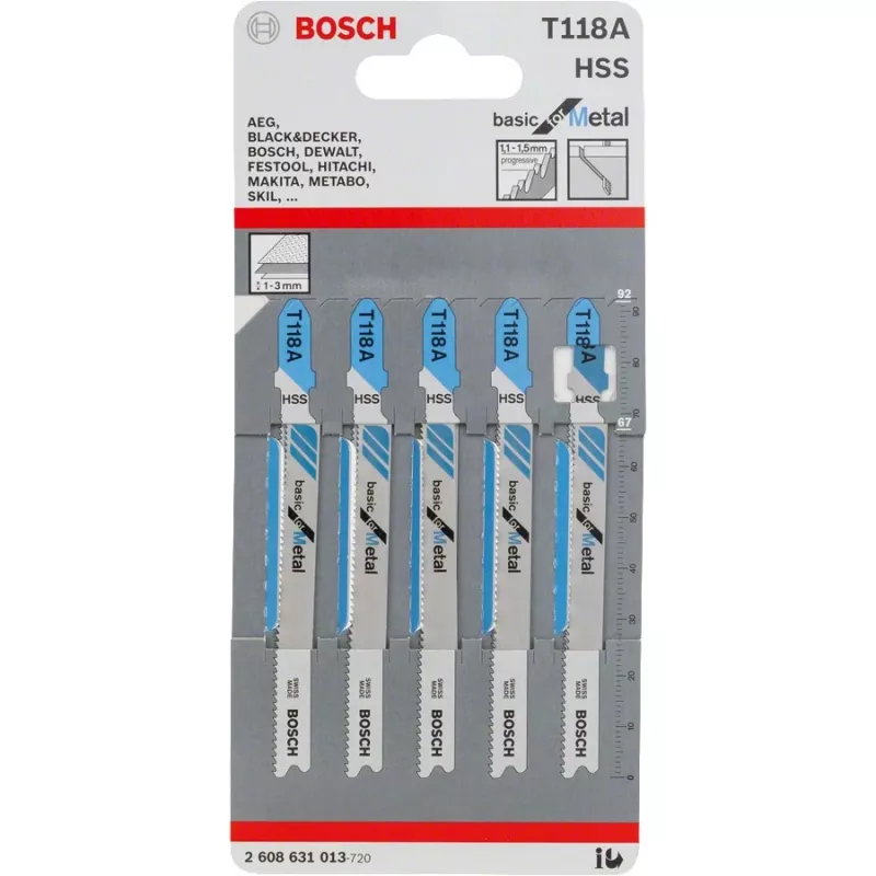 Hoja de sierra de calar Bosch T 118 A acero rápido HSS 5 unidades
