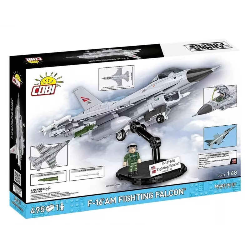 Set de construcción Cobi F-16AM Fighting Falcon, 495 piezas, maqueta a escala