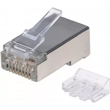 Conector modular RJ45 Intellinet, Cat6A, STP, 3 dientes, para cable rígido, contactos dorados de 15 µ, pack de 90