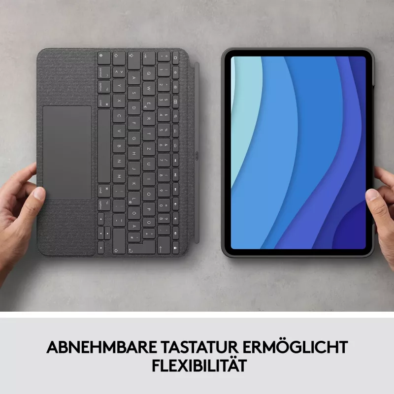 Funda con teclado Combo Touch US iPad Pro 11 1,2,3 Gen gris