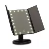 Espejo de maquillaje Extralink, aumentado, negro, plegable, con luz trasera, con soporte