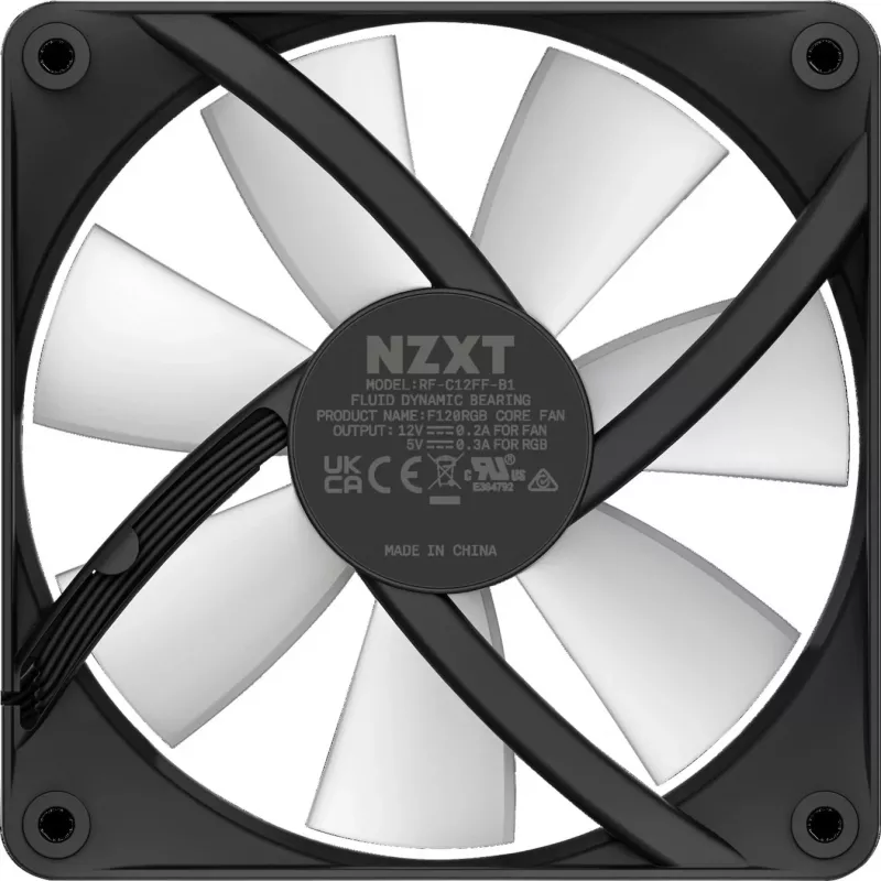 NZXT F120 RGB Core ventilador de caja de 120 mm, PWM de 4 pines, negro