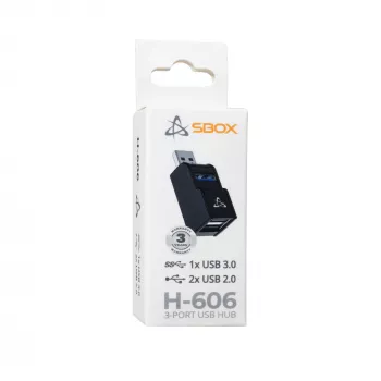 Hub USB SBOX H-606 – 3 puertos USB-A (1x USB 3.0, 2x USB 2.0)