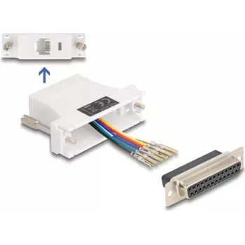 DELOCK D-Sub 25 polos conector hembra a conector hembra RJ12 set de montaje, blanco