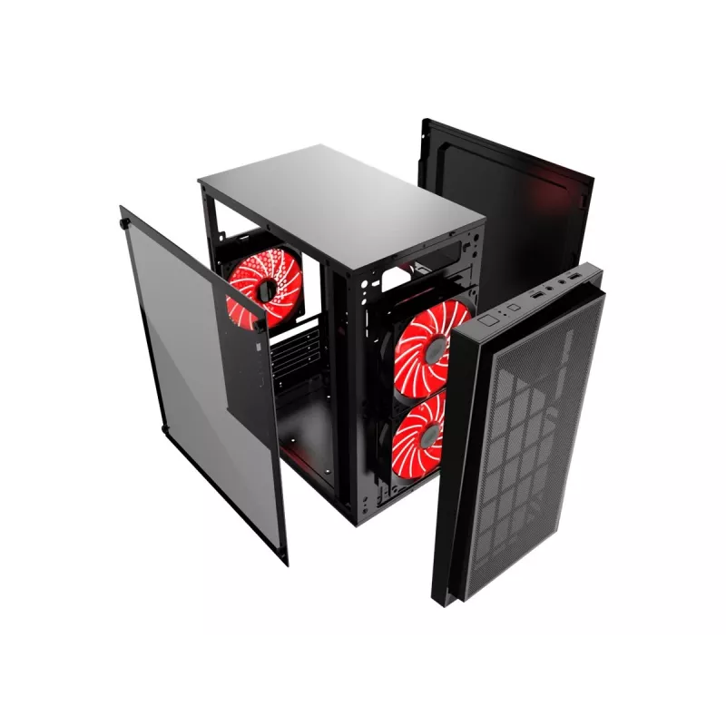 Caja de PC con diseño gaming GEMBIRD CCC-FORNAX-950R 3 ventiladores de 12 cm rojos