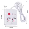 Regleta MACLEAN MCE387 W — 2 tomas de corriente, 3×USB A, 110–240 V, 2500 W, cable de 1,5 m, blanca