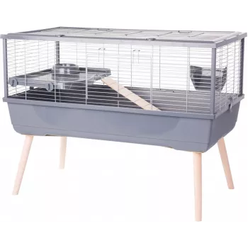 Jaula ZOLUX Neolife 100 para cobayas, gris, 990 × 540 × 760 mm, separación entre barrotes 15 mm, bandeja extraíble