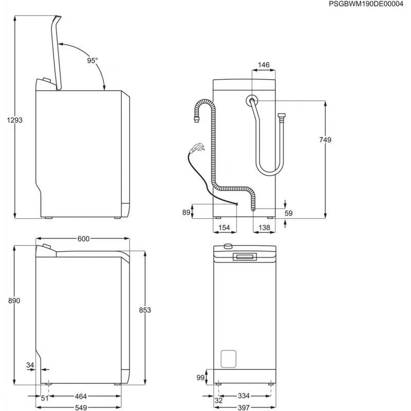 Lavadora de carga superior Electrolux EW2TN5261FP, 6 kg, 1200 rpm, tambor 42 l, blanca