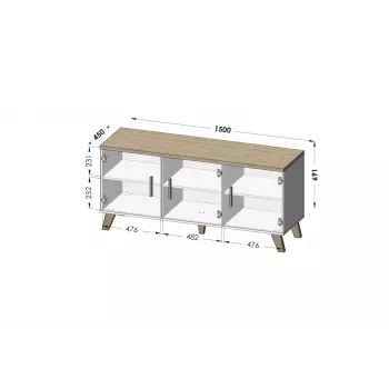 Aparador Cama LOTTA 150 3D blanco + roble sonoma