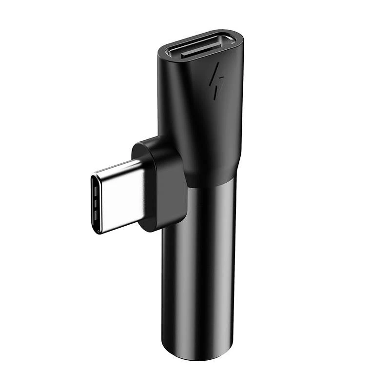 Adaptador de audio Baseus USB-C a minijack 3,5 mm + USB-C (negro)