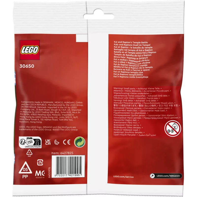 30650 Ninjago Duelo en el templo de Kai y Rapton, set de construcción bolsa