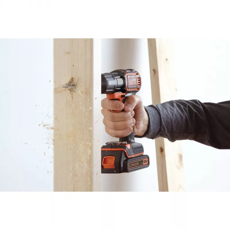 Taladradora Black & Decker ASD18K-QW, sin llave, 1,5 Ah, negro/naranja