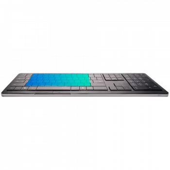 Teclado inalámbrico CLEVETURA CLVX 1 Touch-On-Keys AI, distribución ANSI US Windows, interruptores de tijera, carcasa de aluminio, RGB interactivo