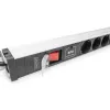 Regleta de enchufes Digitus de 12 tomas Schuko perfil de aluminio protección contra sobretensiones 2 m de cable