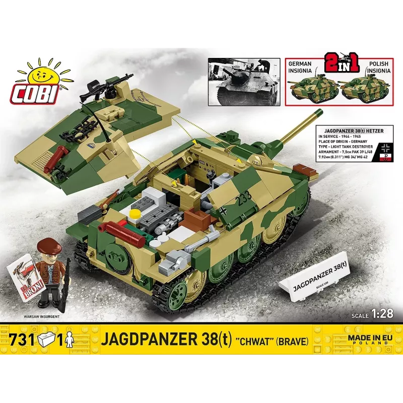 Set de construcción Cobi Blocks Jagdpanzer 38t Brave, 731 piezas