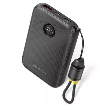 Powerbank Vention FKAB0-C 10000 mAh, 2× USB-C + 1× USB-A, 22,5 W, negro