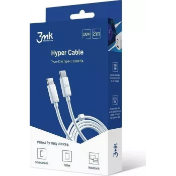 Cable USB 3MK USB-C USB-C 2 m blanco