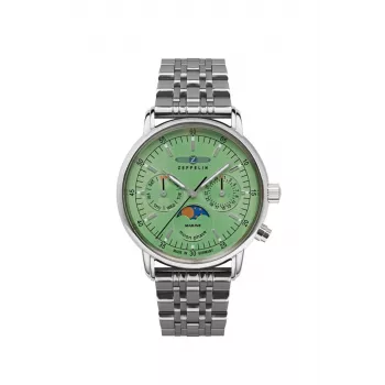 Reloj de pulsera de cuarzo Zeppelin LZ 14 Marine 8637M-4, acero inoxidable, resistente al agua