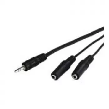 Wentronic Goobay cable adaptador de jack 3,5 mm, negro, 0,2 m – conector macho jack 3,5 mm (3 polos, estéreo) > 2 conectores hembra jack 3,5 mm (2 polos, mono) (50465)