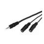 Wentronic Goobay cable adaptador de jack 3,5 mm, negro, 0,2 m – conector macho jack 3,5 mm (3 polos, estéreo) > 2 conectores hembra jack 3,5 mm (2 polos, mono) (50465)