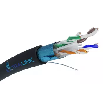 Cable de red Extralink par trenzado CAT6 FTP (F/UTP) V2 exterior 305 m negro