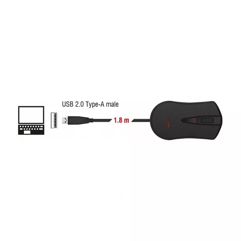 Ratón gaming DeLOCK 12531 ambidiestro USB Type-A óptico 4800 DPI