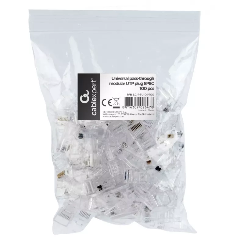 Conector de cables Gembird LC-PTU-01/100 8P8C RJ45 Transparente