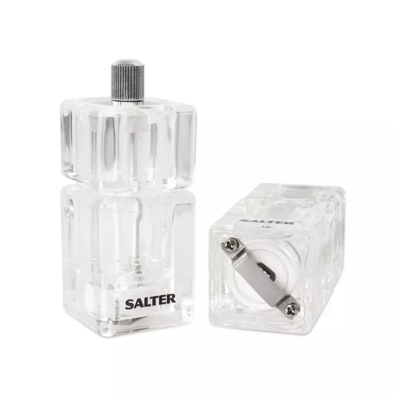 Molinillo de sal y pimienta Salter 7605 CLXR Twin diseño compacto, a pilas, molienda ajustable