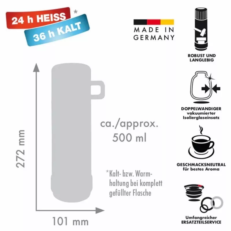 ROTPUNKT Termo de cristal, capacidad 0,250 l, oliva (verde)