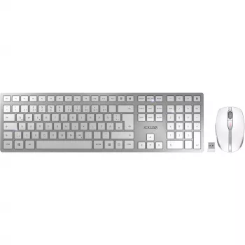 CHERRY DW 9100 SLIM teclado ratón incluido universal RF inalámbrico + Bluetooth QWERTZ alemán plateado