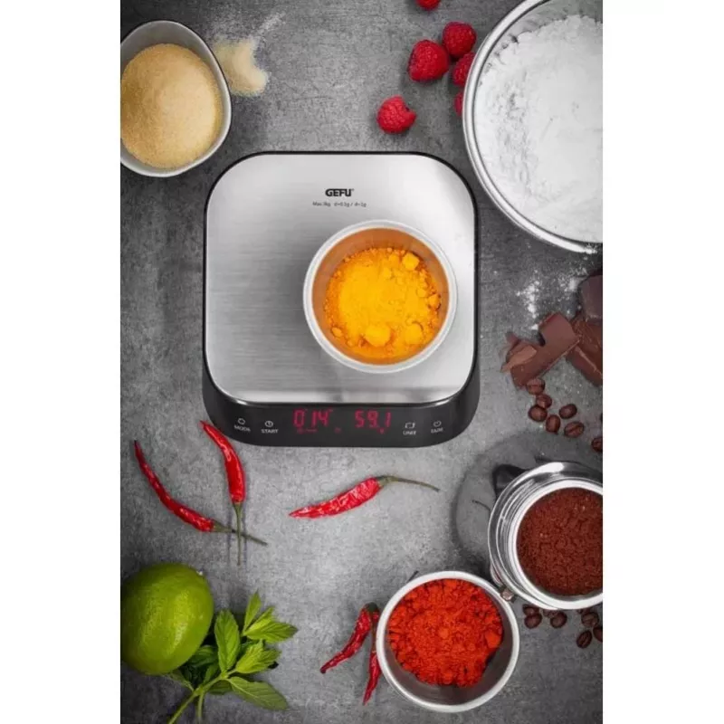 GEFU PREZISO Negro, Acero inoxidable encimera báscula de cocina electrónica rectangular