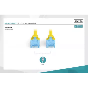 Cable de parcheo Digitus CAT 5e U/UTP DK-1512-050/Y 5 m amarillo