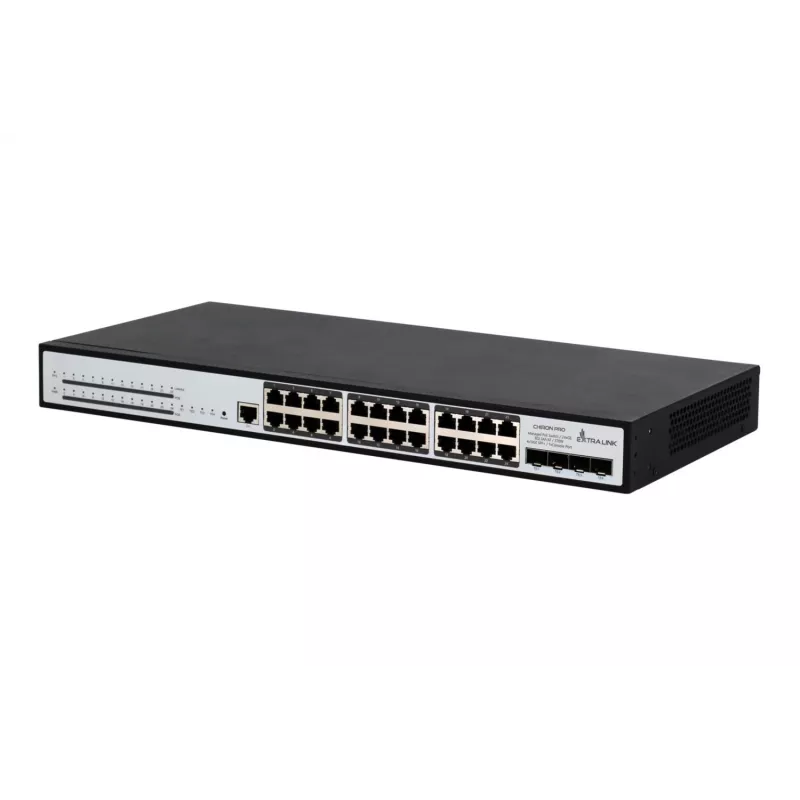 Switch gestionado Extralink Chiron Pro 24x RJ45 1000Mb/s PoE 4x SFP+ L3 370W