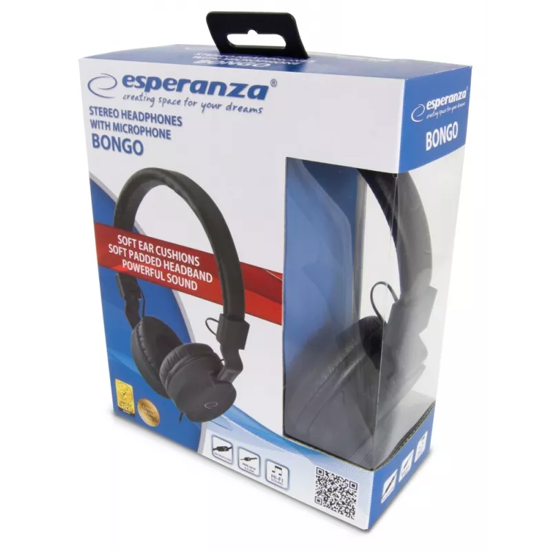 Auriculares ESPERANZA BONGO EH212K — con cable, diadema, 20–20000 Hz, cable de 1,5 m, negro