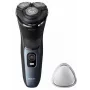 Afeitadora eléctrica rotatoria Philips 3000 Series S3144/00 — 3 cabezales, húmedo y seco, batería de Li‑Ion, inalámbrica, recortador integrado, Negro/Azul