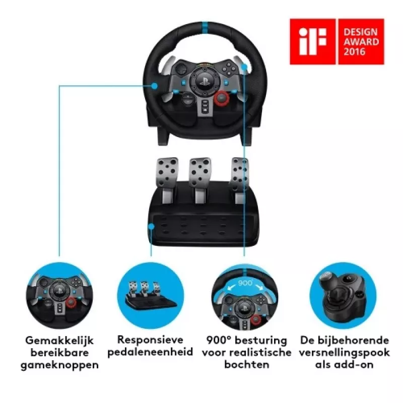 Logitech Driving Force G29 - set de volante y pedales - cableado - para Sony PlayStation 3, Sony PlayStation 4