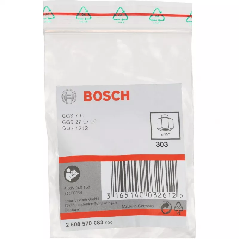 Pinza de sujeción Bosch 2608570083 1/8 pulgadas con tuerca de fijación