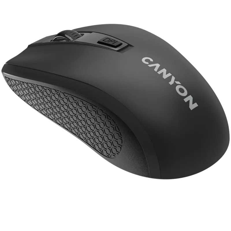 Ratón inalámbrico CANYON MW-7, 2,4 GHz, 6 botones, DPI 800/1200/1600, con 1 pila AA, tamaño 110*60*37 mm, 58 g, negro