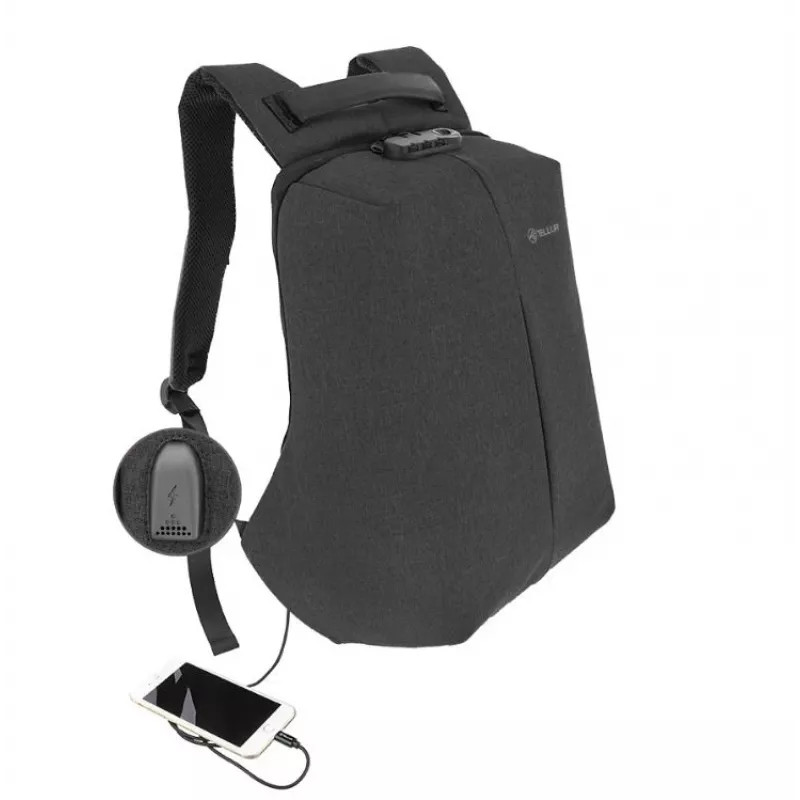 Mochila Tellur para portátil 15.6 Antitheft con puerto USB, negra