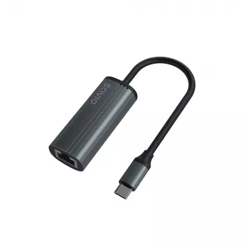 Adaptador SAVIO USB-C 3.1 Gen.1 (M) a RJ-45 Gigabit Ethernet (H), 1000 Mbps, AK-56, gris