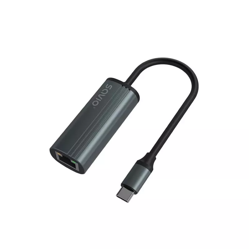 Adaptador SAVIO USB-C 3.1 Gen.1 (M) a RJ-45 Gigabit Ethernet (H), 1000 Mbps, AK-56, gris