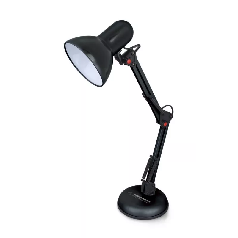 Lámpara de mesa ESPERANZA AVIOR E27 12W LED, negra, regulable en altura, brazo flexible, casquillo E27
